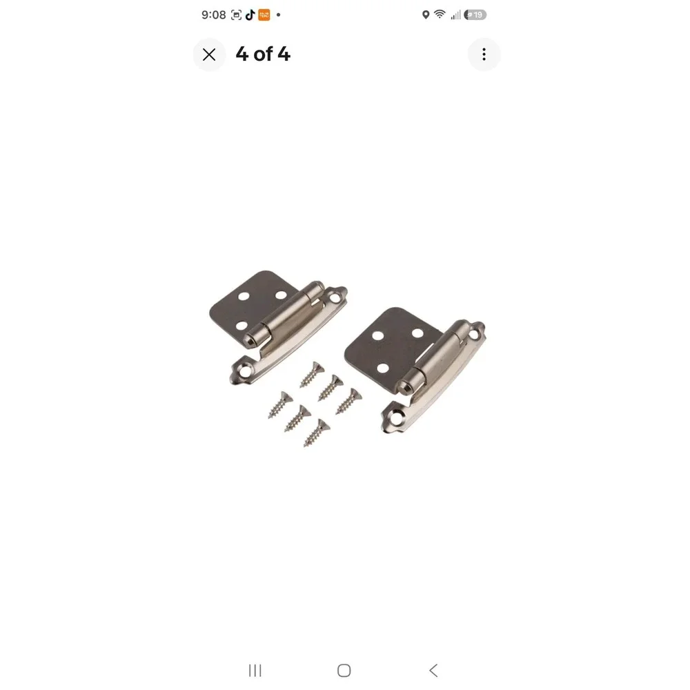 10 Pack Style Selections Flush Self-Closing Cabinet Hinges Satin Nickel